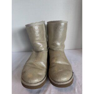UGG UGGS Boots Sparkle METALLIC WHITE CREAM 1002065 GLITTER Size 8 Short Sherpa